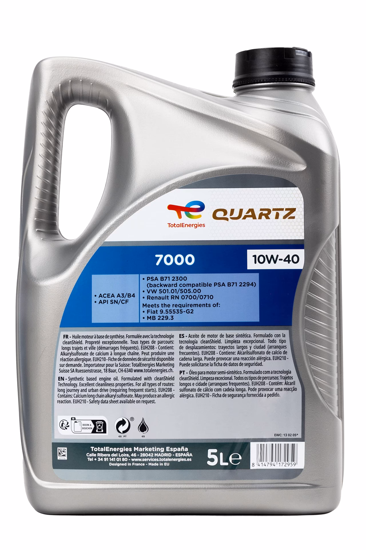 How often does Total Quartz 9000 oil change?