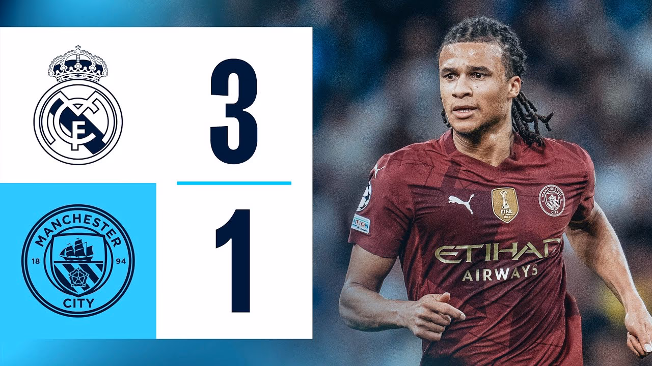 Who scored a hat trick in Manchester City vs Madrid?