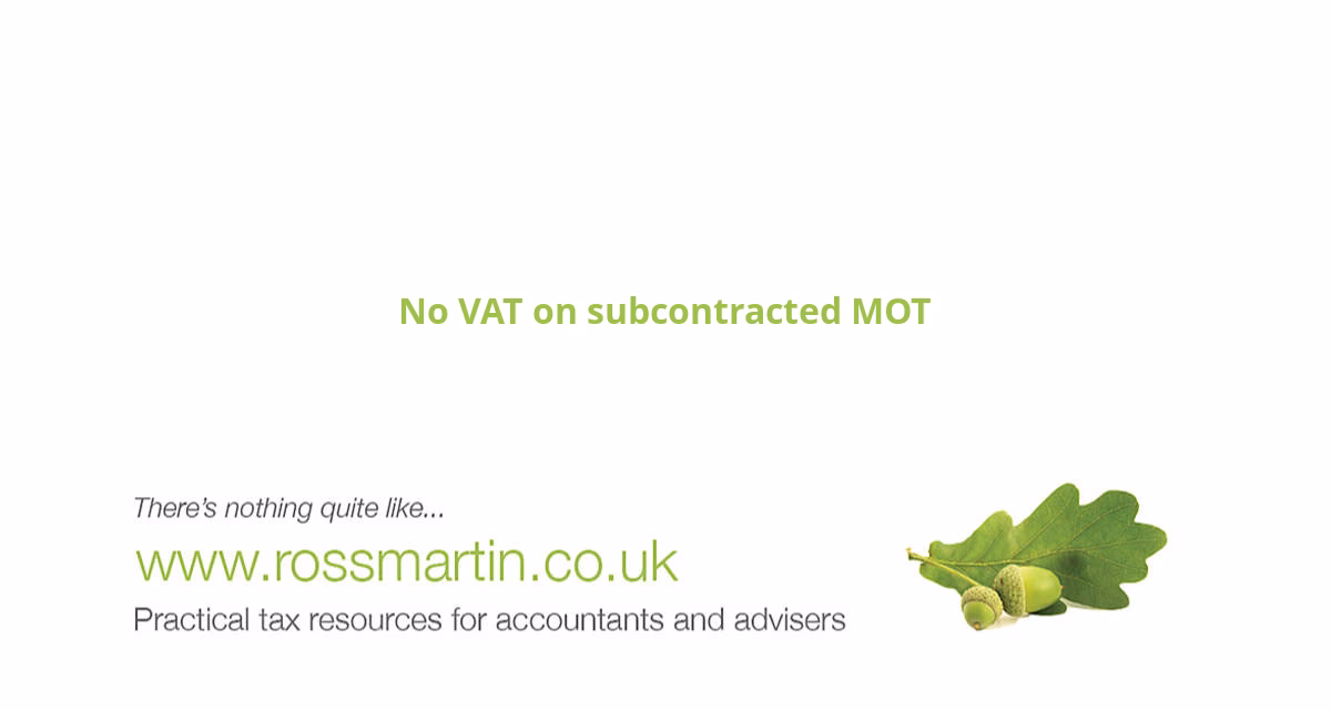 Is there VAT on an MOT?