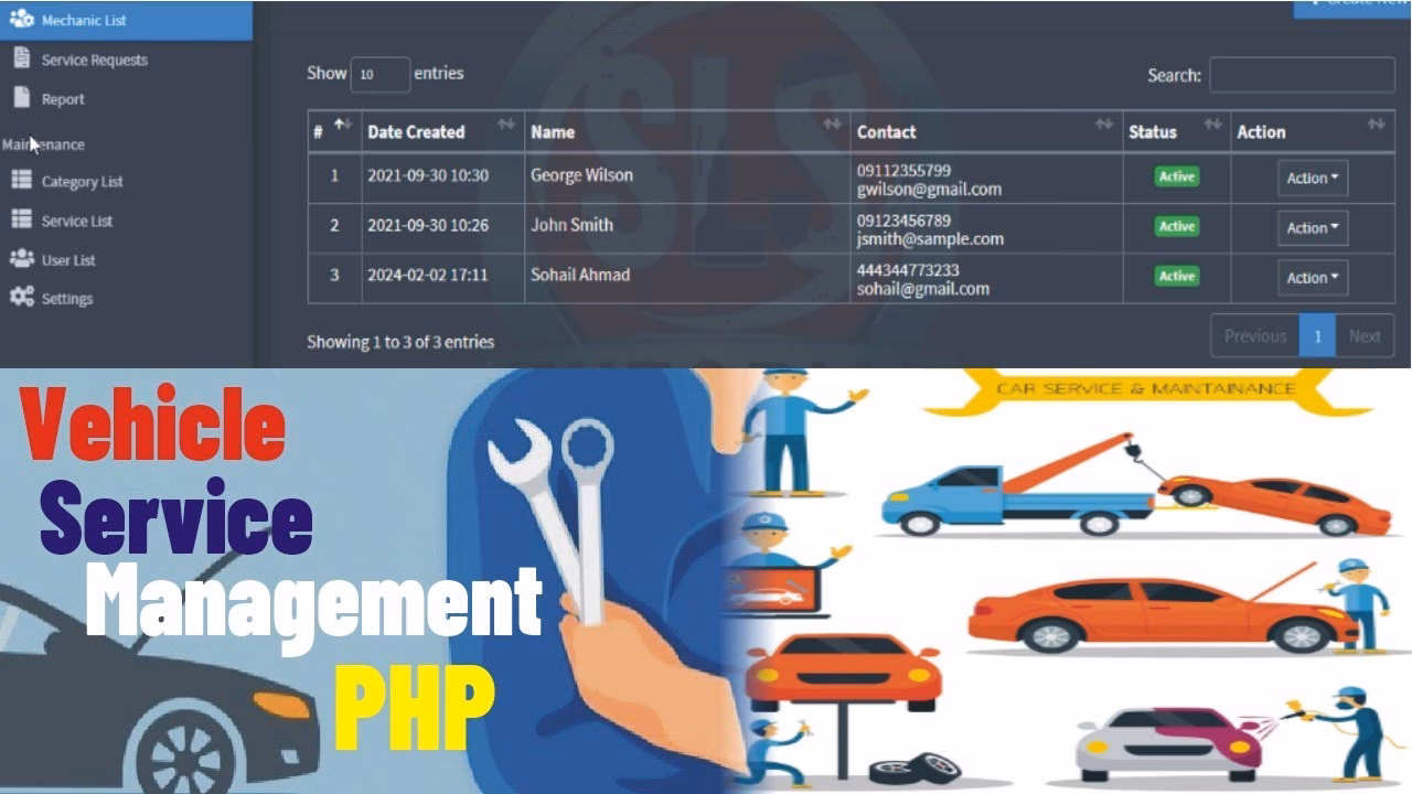 What is vehicle service management system using PHP IAS web application?
