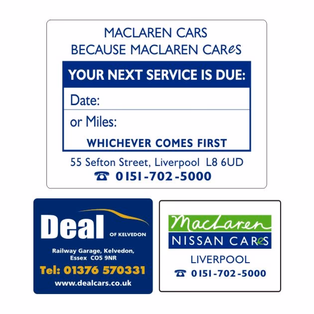 What are service reminder stickers?