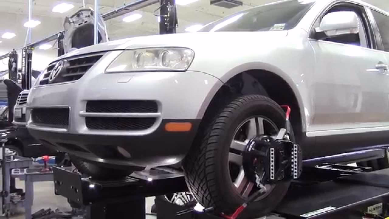 When should a Touareg wheel alignment be done?