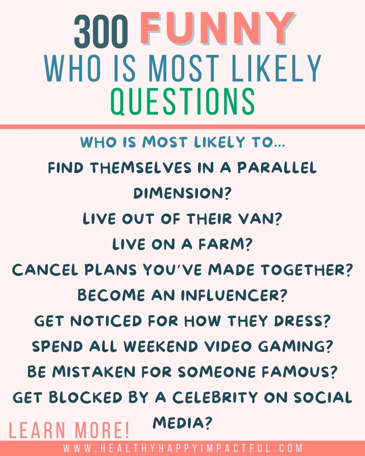 What is Whos most likely to questions game?