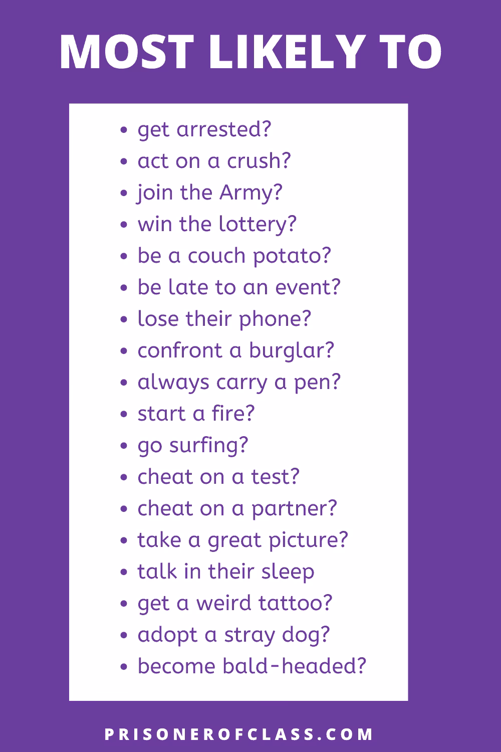 How do you write a “most likely to” question?