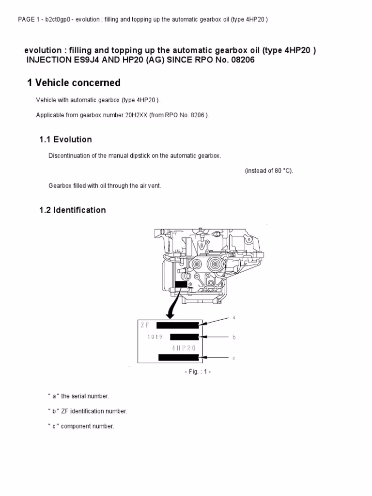 What is the manual for automaic gear transmission ZF 4HP20?